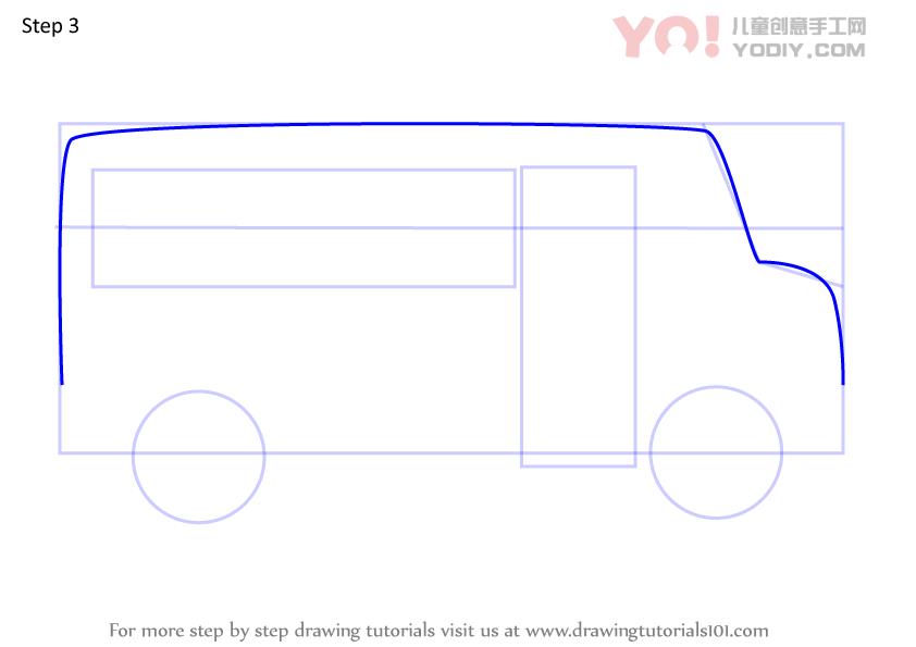 图片[4]-学习如何画卡通校车（车辆）-YO儿童创意手工网