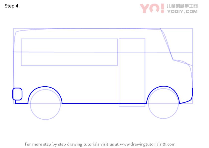 图片[5]-学习如何画卡通校车（车辆）-YO儿童创意手工网