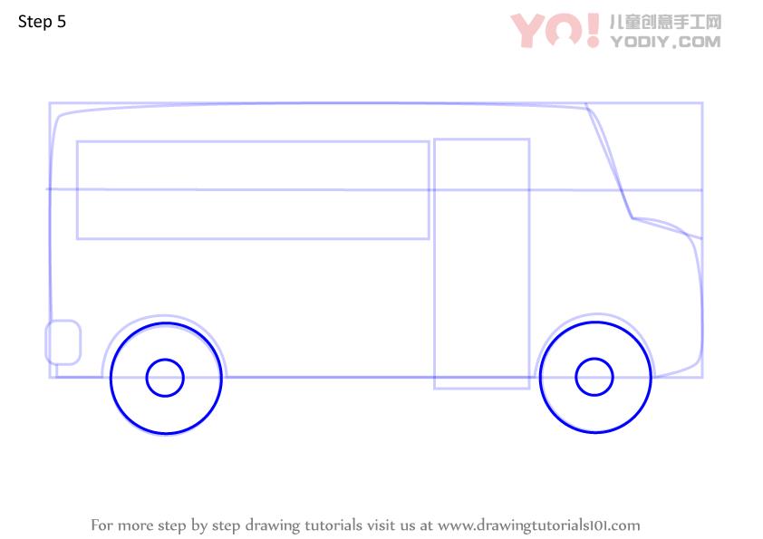 图片[6]-学习如何画卡通校车（车辆）-YO儿童创意手工网