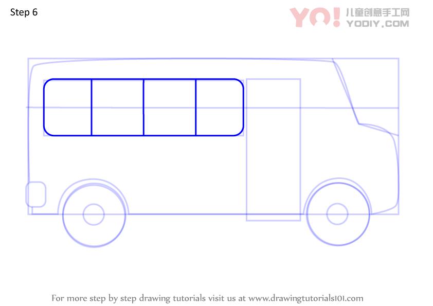 图片[7]-学习如何画卡通校车（车辆）-YO儿童创意手工网