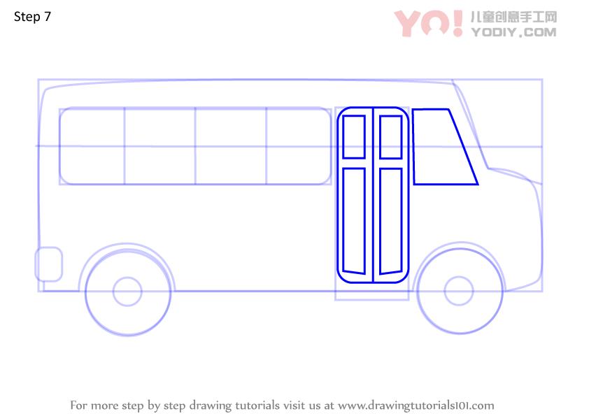 图片[8]-学习如何画卡通校车（车辆）-YO儿童创意手工网