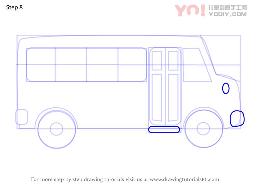 图片[9]-学习如何画卡通校车（车辆）-YO儿童创意手工网