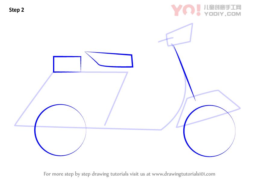 图片[3]-了解如何为孩子绘制滑板车（车辆）-YO儿童创意手工网