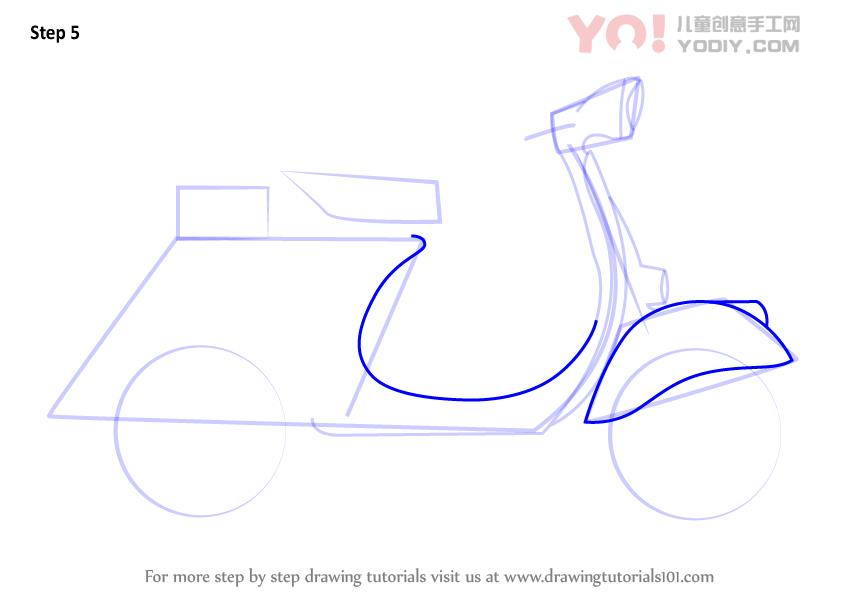 图片[6]-了解如何为孩子绘制滑板车（车辆）-YO儿童创意手工网