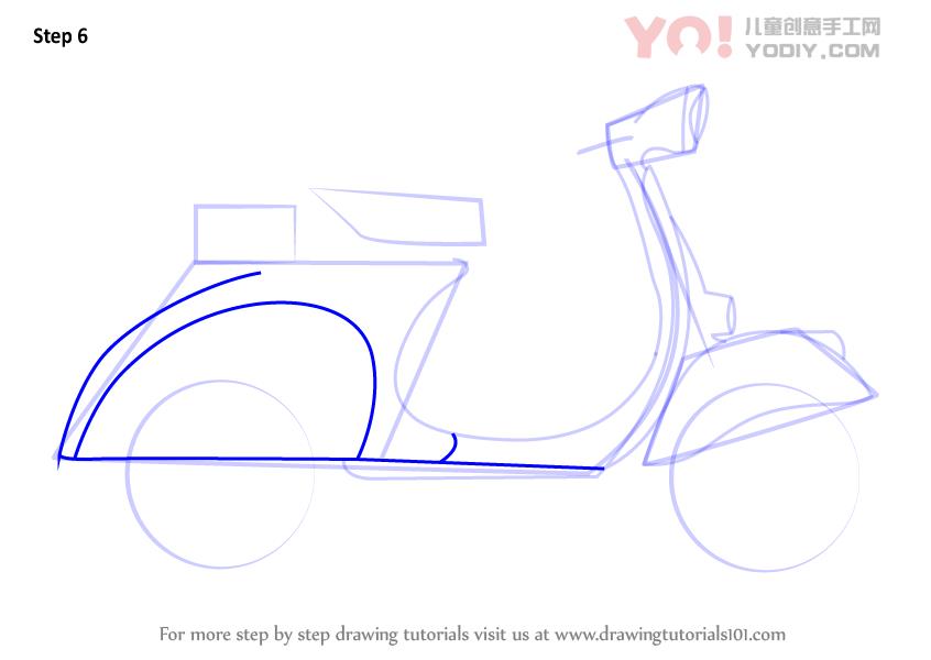 图片[7]-了解如何为孩子绘制滑板车（车辆）-YO儿童创意手工网