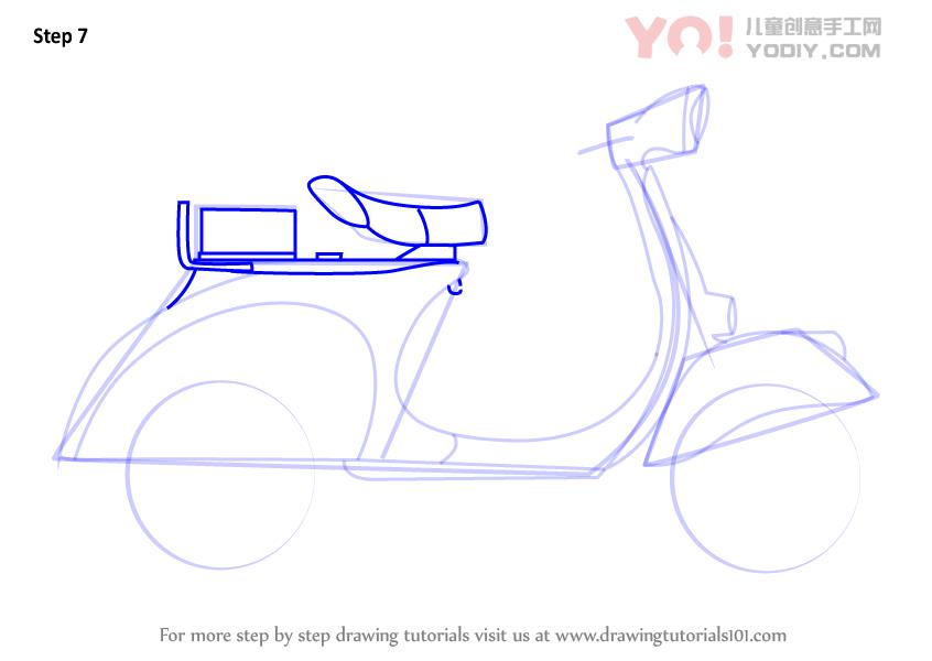 图片[8]-了解如何为孩子绘制滑板车（车辆）-YO儿童创意手工网
