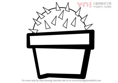 学习如何为孩子们绘制仙人掌植物（儿童植物）-优优资源