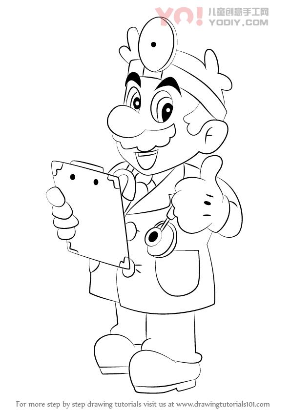 图片[1]-学习如何画Mario博士（超级马里奥）-YO儿童创意手工网