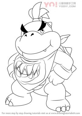 学习如何绘制Bowser Jr. Stack Of Super Mario（Super Mario）-优优资源