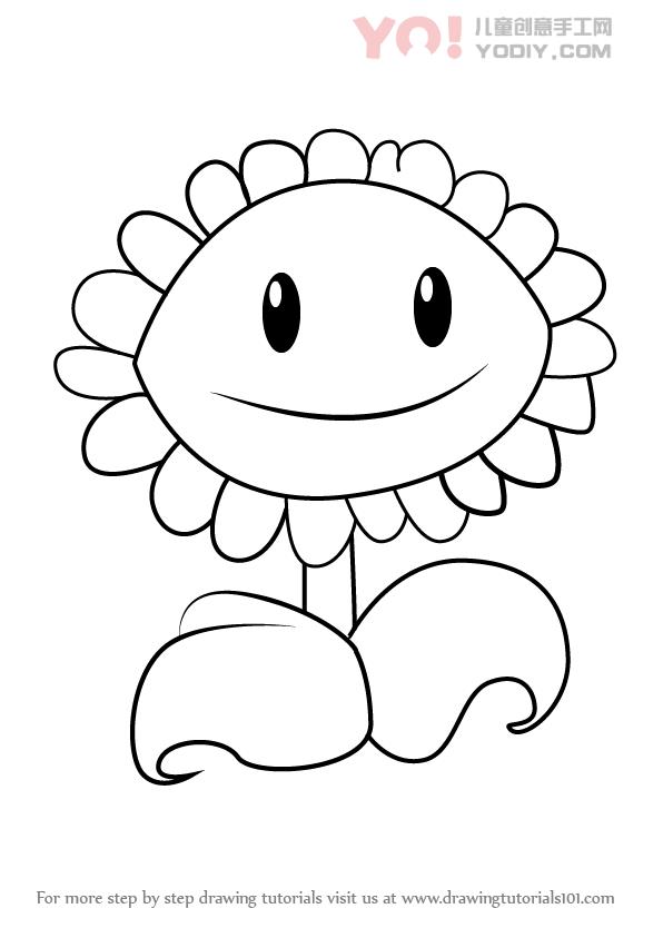 图片[1]-了解如何从植物与僵尸（植物与僵尸）绘制向日葵-YO儿童创意手工网