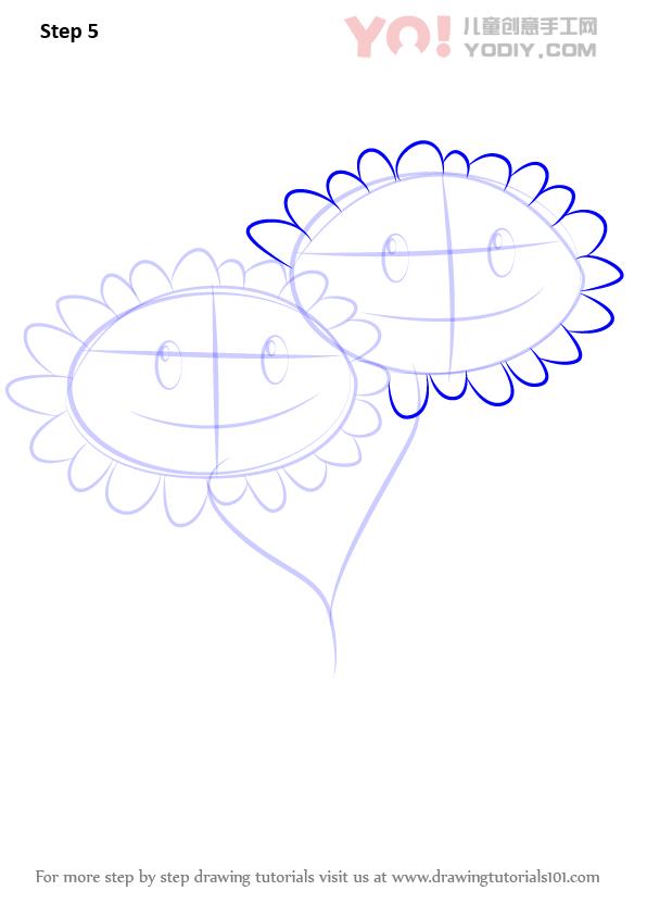 图片[6]-了解如何从植物与僵尸（植物与Zombies）绘制双向向日葵-YO儿童创意手工网