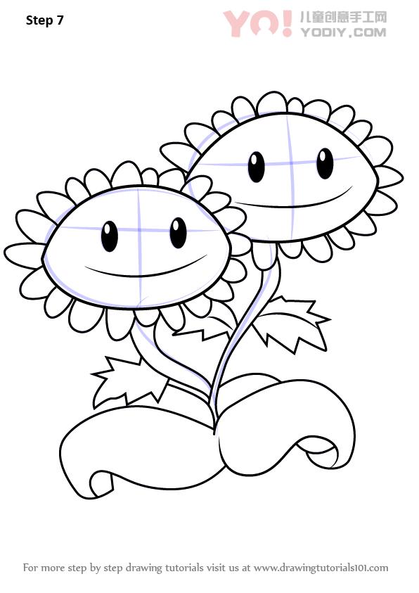 图片[8]-了解如何从植物与僵尸（植物与Zombies）绘制双向向日葵-YO儿童创意手工网