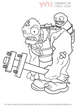 了解如何从工厂绘制Gargantuar与僵尸（植物与Zombies）-优优资源