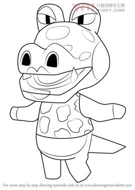 小鳄鱼拟人化初稿简笔画分步骤教学-优优资源