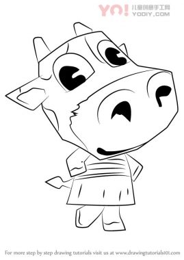 拟人小牛卡通简笔画分步骤教学-优优资源