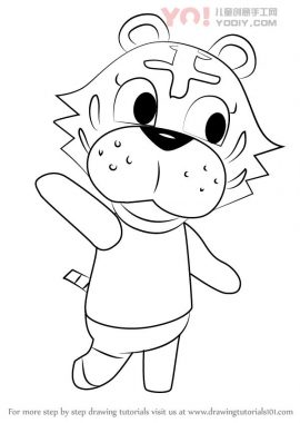 拟人小老虎简笔画 分步骤教学-优优资源