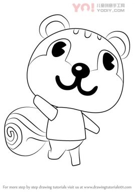 松鼠简笔画设计、卡通松鼠拟人化分步骤教学-优优资源