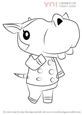 Bertha简笔画设计 河马拟人简笔画卡通设计（动物过境）-优优资源