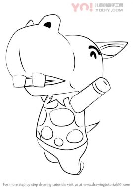 河马简笔画设计 拟人化河马线稿 分步骤教学-优优资源