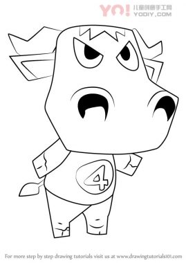 牛卡通拟人化牛设计线稿图-优优资源