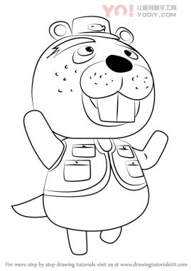 土拨鼠简笔画拟人化卡通设计线稿-优优资源