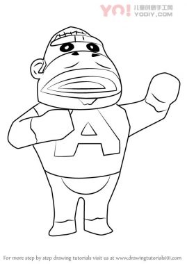 大猩猩拟人化简笔画线稿设计步骤教学-优优资源