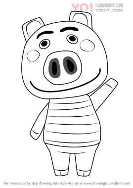 小猪拟人化简笔画-优优资源