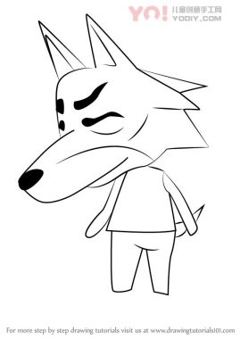 Dobie 小狼简笔画 拟人化狼线稿 步骤教学-优优资源