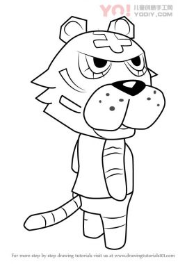 老虎拟人化简笔画-优优资源