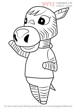 斑马拟人化简笔画-优优资源