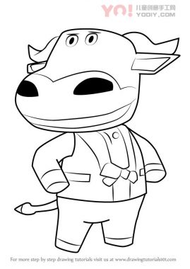 T-Bone 绅士牛拟人卡通简笔画-优优资源