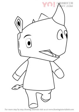 犀牛卡通拟人设计简笔画-优优资源