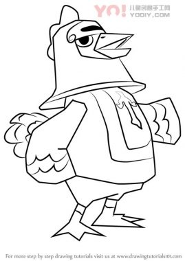 战斗鸡拟人化简笔画卡通分步骤教学-优优资源