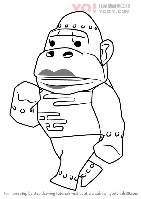 图片[1]-大猩猩拟人化简笔画卡通分步骤教学-YO儿童创意手工网