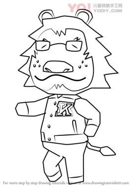 狮子拟人化简笔画卡通分步骤教学-优优资源