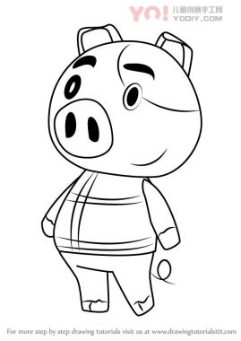 小猪拟人化简笔画卡通分步骤教学-优优资源