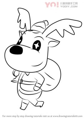 驯鹿拟人化简笔画卡通分步骤教学-优优资源