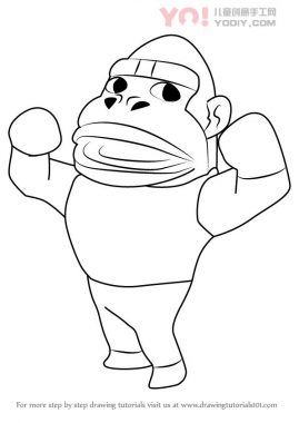 大猩猩拟人化简笔画卡通分步骤教学-优优资源