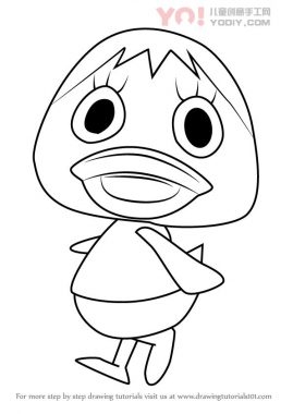 鸭子拟人化简笔画卡通分步骤教学-优优资源