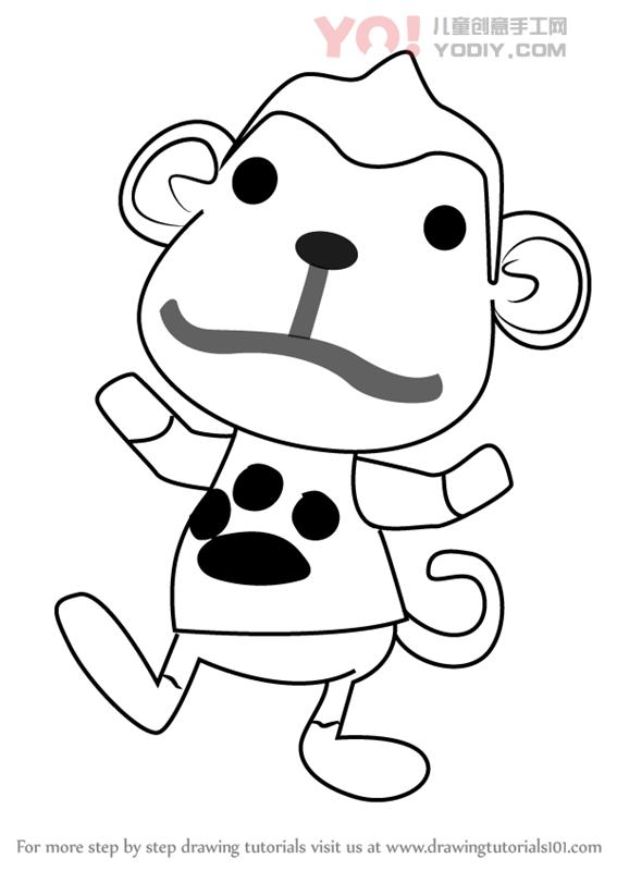 图片[1]-小猴子拟人化简笔画卡通分步骤教学-YO儿童创意手工网