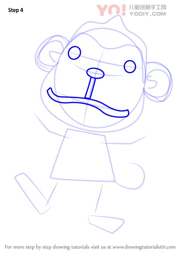 图片[5]-小猴子拟人化简笔画卡通分步骤教学-YO儿童创意手工网