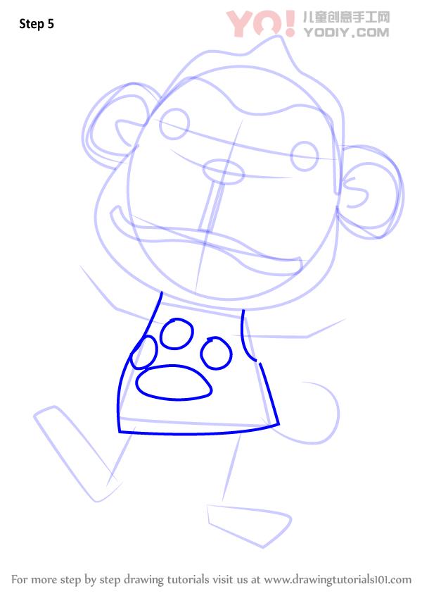 图片[6]-小猴子拟人化简笔画卡通分步骤教学-YO儿童创意手工网