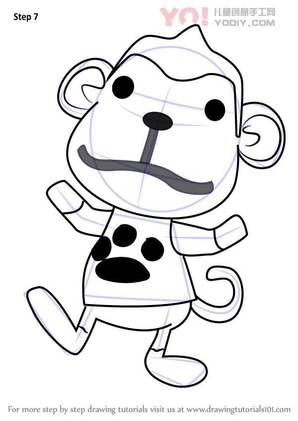 图片[8]-小猴子拟人化简笔画卡通分步骤教学-YO儿童创意手工网