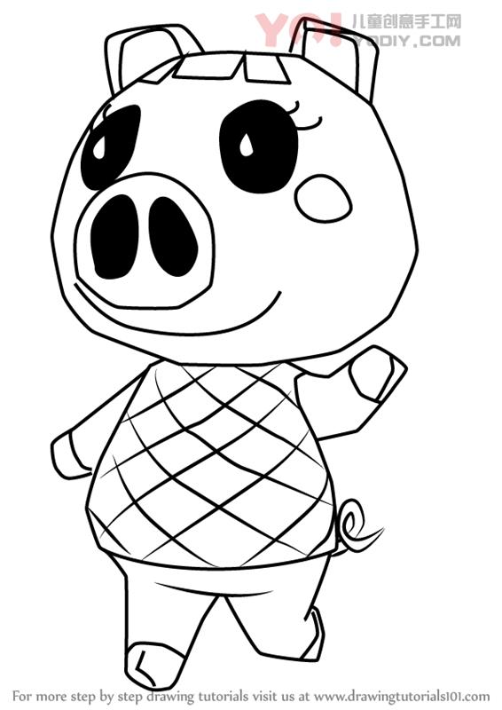 图片[1]-小猪拟人化简笔画卡通分步骤教学-YO儿童创意手工网