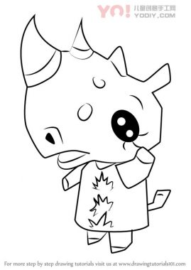 犀牛拟人化简笔画卡通分步骤教学-优优资源