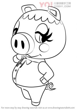 小猪拟人化简笔画卡通分步骤教学-优优资源