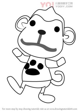 小猴子拟人化简笔画卡通分步骤教学-优优资源