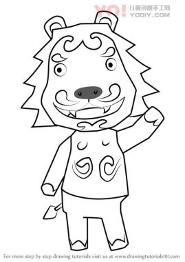 狮子拟人化简笔画卡通分步骤教学-优优资源
