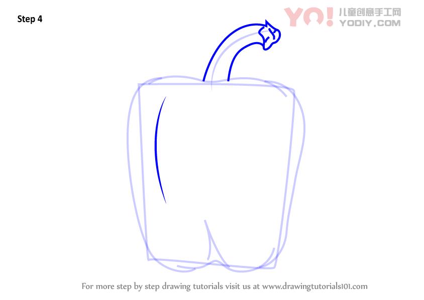 图片[5]-学习如何画一个青椒（蔬菜）-YO儿童创意手工网