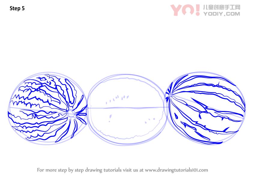 图片[6]-学习如何绘制西瓜（水果）-YO儿童创意手工网